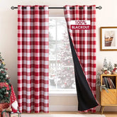 MIULEE Christmas Red And White Buffalo Plaid Curtains for Bedroom, Blackout Window Drapes with Grommets 2 Panels - Miulee